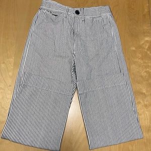 Oak and Fort black and white striped wide jeans